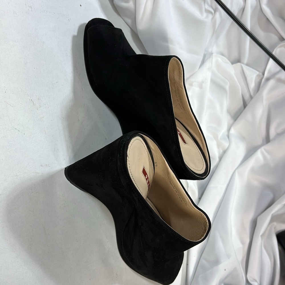 Prada Authentic black Calzature Donna Camoscio Suede Mule/Slides wedge shoes - Picture 3 of 9